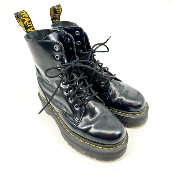 DR. MARTENS Jadon Platform Patent Lamper Leather Combat Boots - Picture 2 of 9